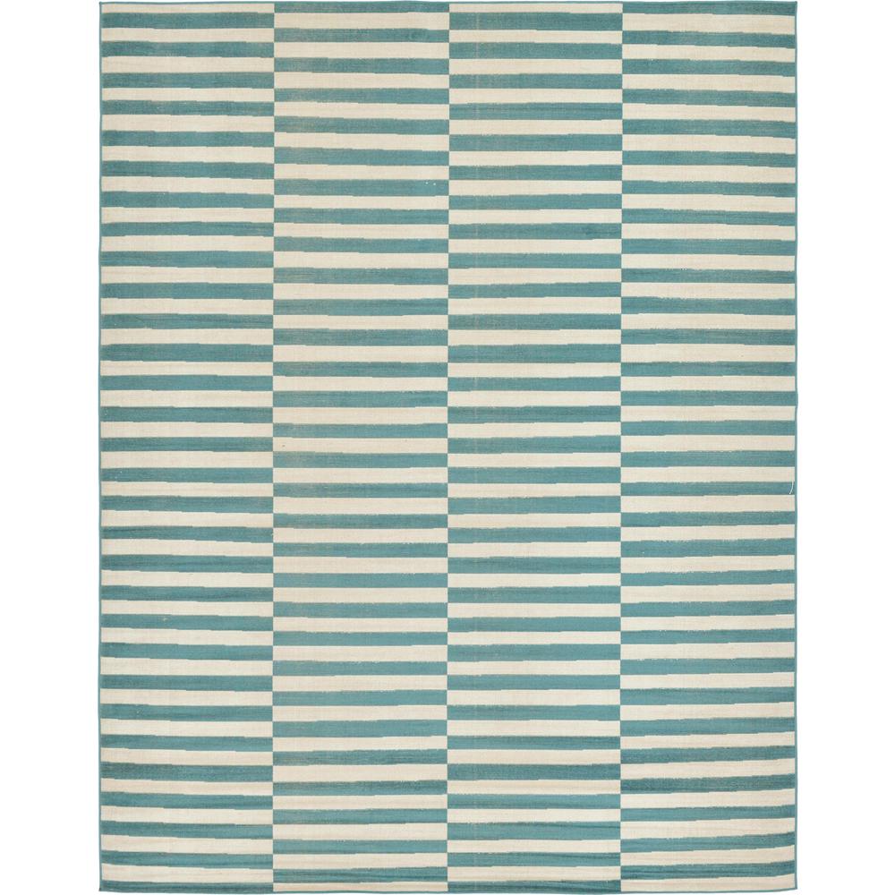Striped Williamsburg Rug, Teal (9' 0 x 12' 0). Picture 1