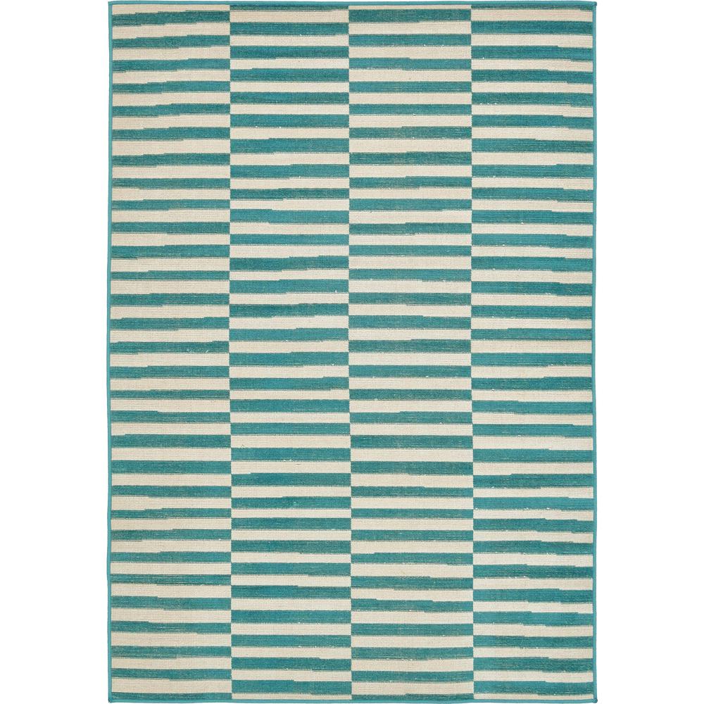 Striped Williamsburg Rug, Teal (4' 0 x 6' 0). Picture 1