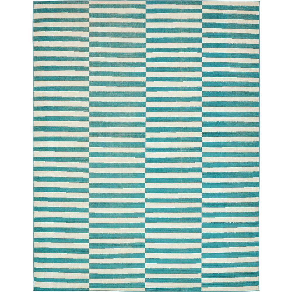 Striped Williamsburg Rug, Teal (10' 0 x 13' 0). Picture 1
