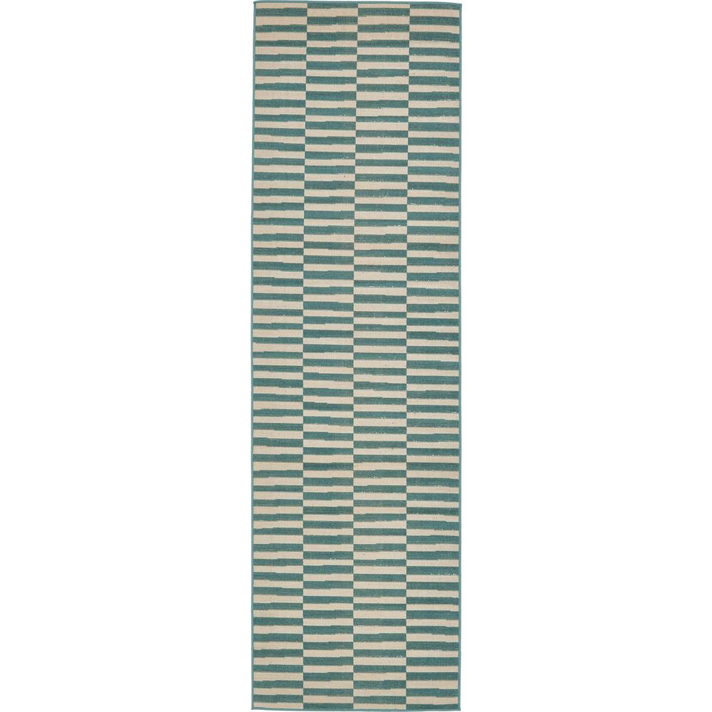Striped Williamsburg Rug, Teal (2' 9 x 9' 10). Picture 1
