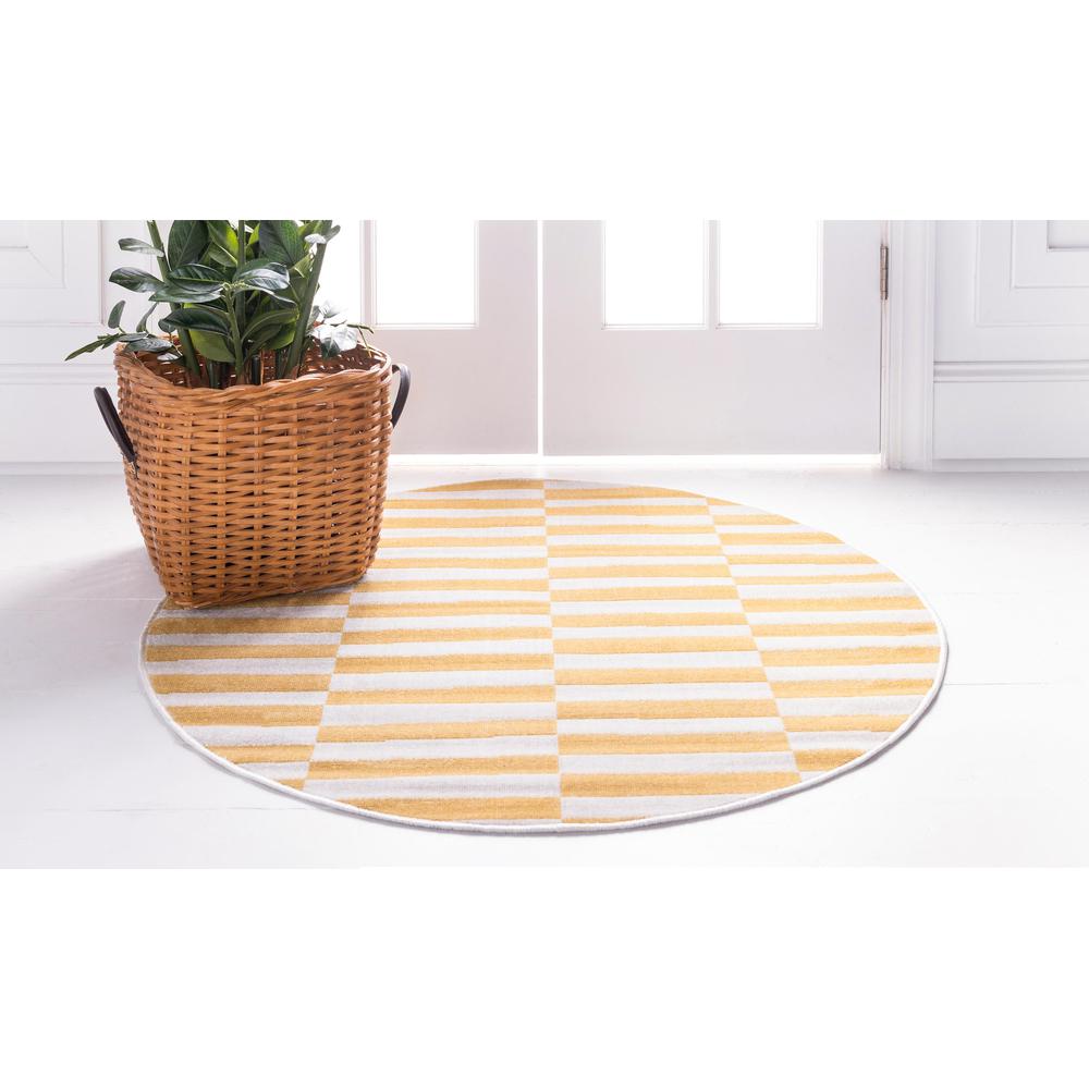 Striped Williamsburg Rug, Yellow (3' 7 x 3' 7). Picture 4