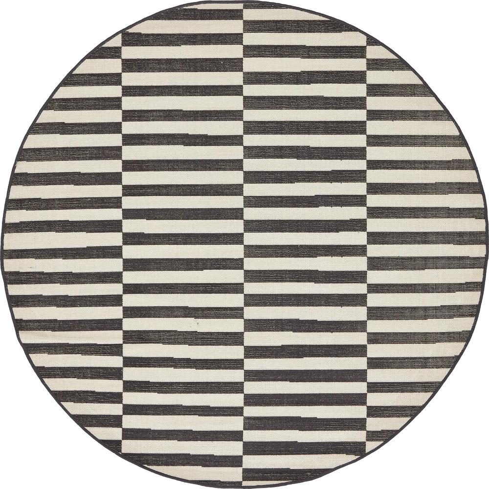 Striped Williamsburg Rug, Black (5' 0 x 5' 0). Picture 1