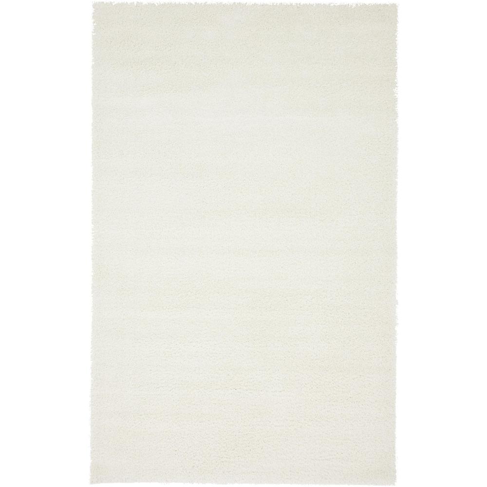 Studio Solid Shag Rug, White (5' 0 x 8' 0). The main picture.