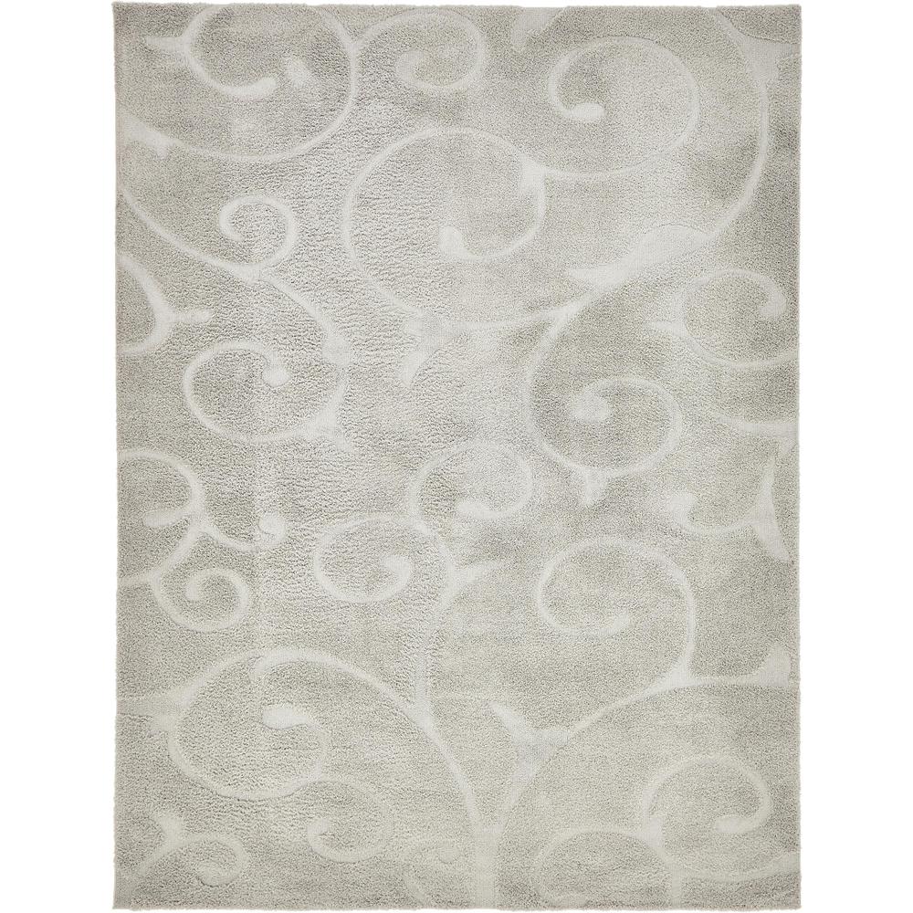 Carved Floral Shag Rug, Gray (9' 0 x 12' 0). Picture 1