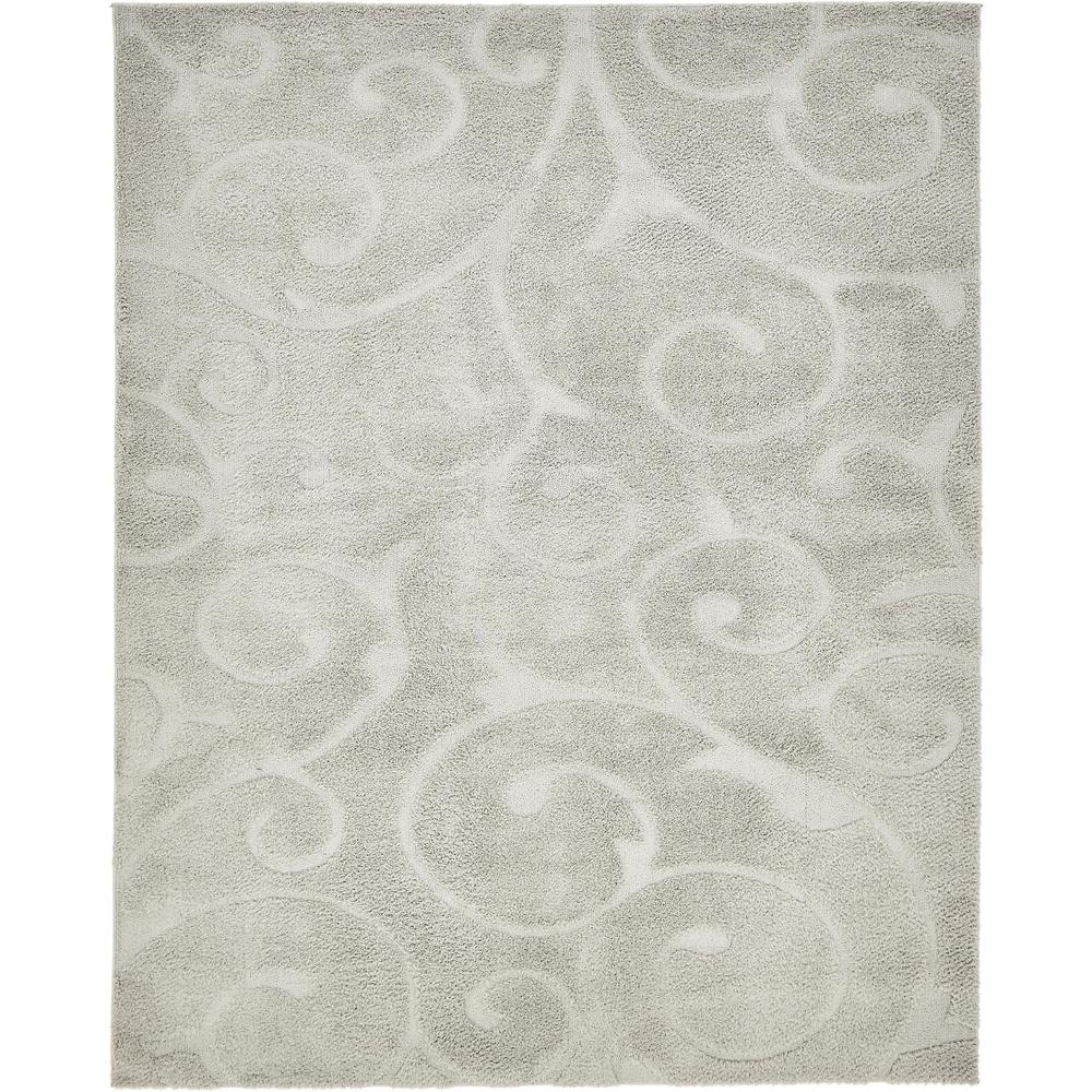 Carved Floral Shag Rug, Gray (8' 0 x 10' 0). Picture 1