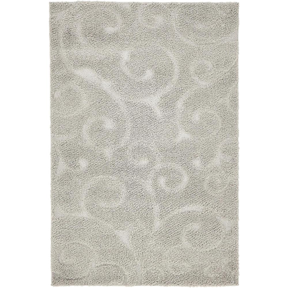 Carved Floral Shag Rug, Gray (4' 0 x 6' 0). Picture 1