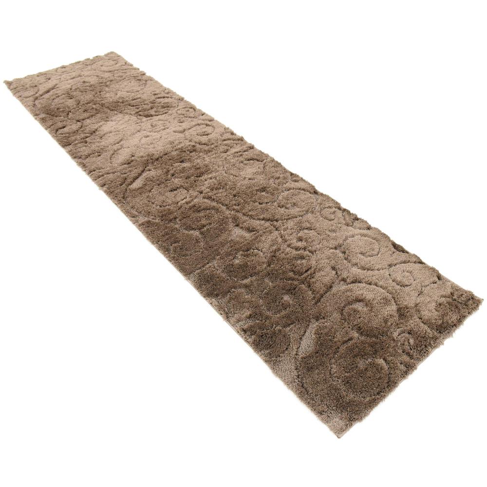 Carved Floral Shag Rug, Brown (2' 7 x 10' 0). Picture 6