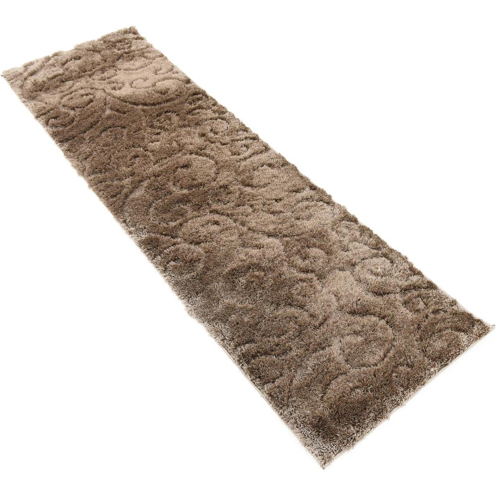 Carved Floral Shag Rug, Brown (2' 0 x 6' 7). Picture 6