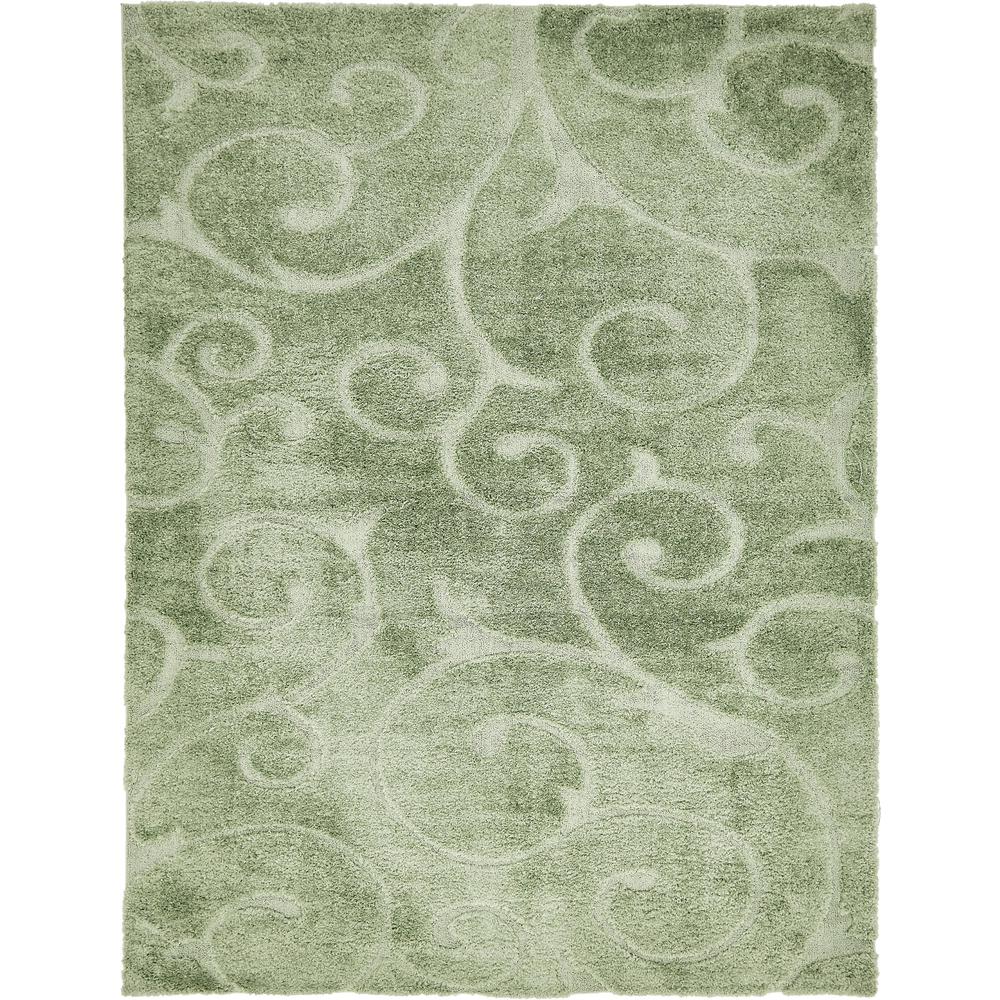 Carved Floral Shag Rug, Green (9' 0 x 12' 0). Picture 1