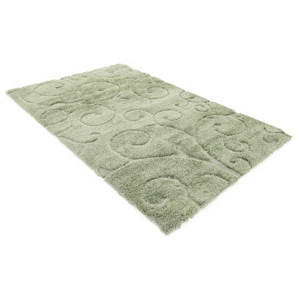 Carved Floral Shag Rug, Green (5' 0 x 8' 0). Picture 3