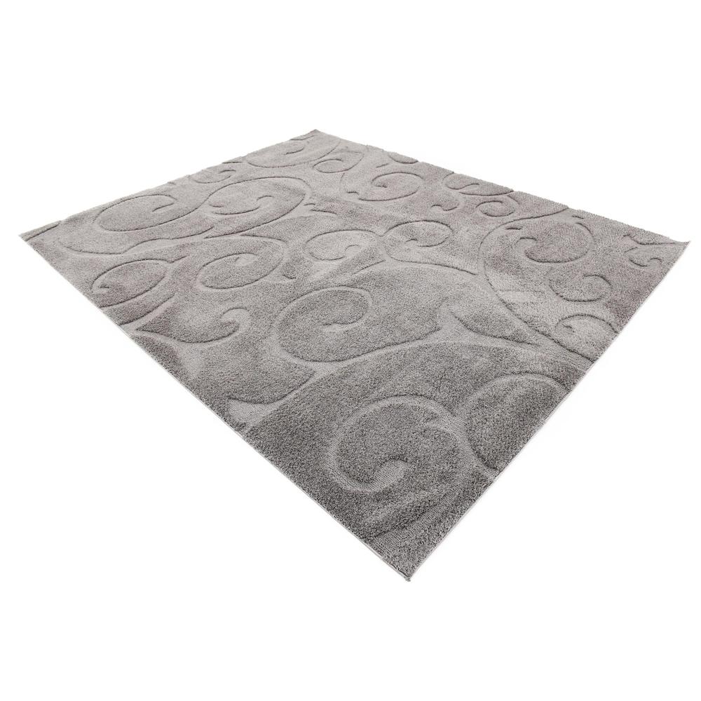 Carved Floral Shag Rug, Dark Gray (8' 0 x 10' 0). Picture 3