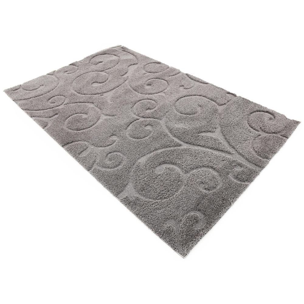 Carved Floral Shag Rug, Dark Gray (5' 0 x 8' 0). Picture 3