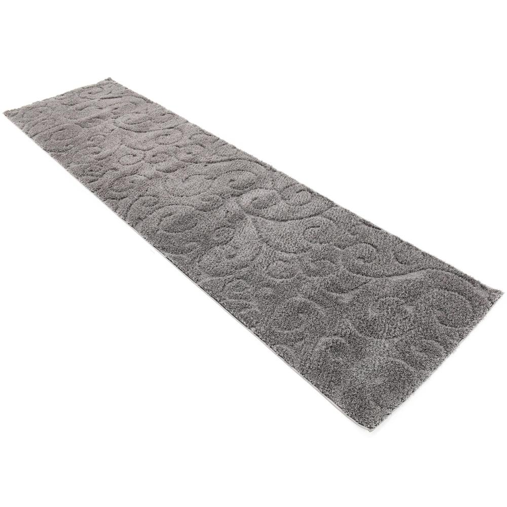 Carved Floral Shag Rug, Dark Gray (2' 7 x 10' 0). Picture 3