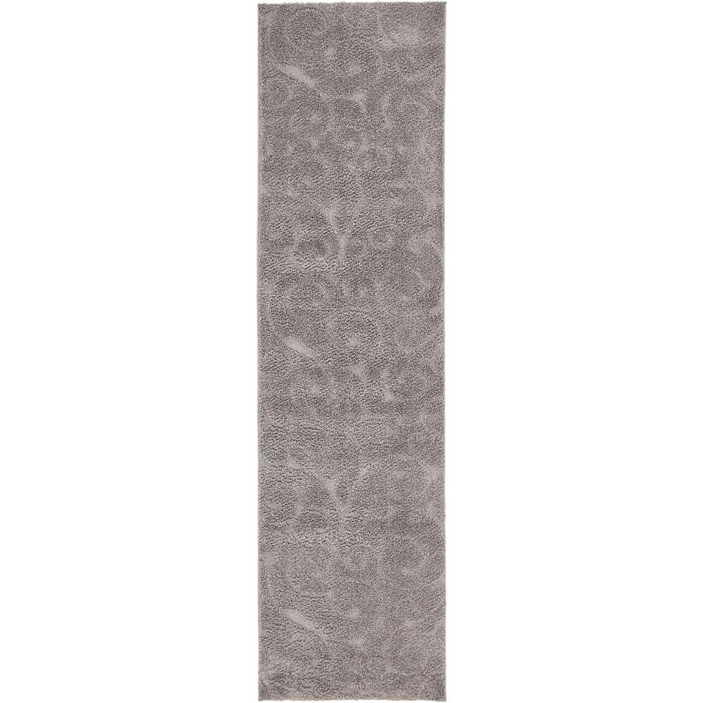 Carved Floral Shag Rug, Dark Gray (2' 7 x 10' 0). Picture 1