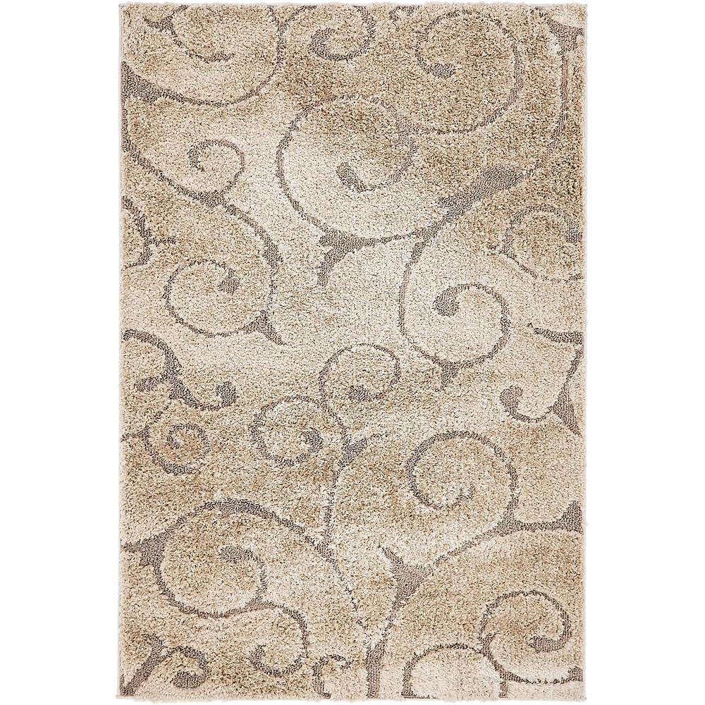 Unique Loom Floral Shag 4x6 Rug, Transitional, Contemporary. Picture 1