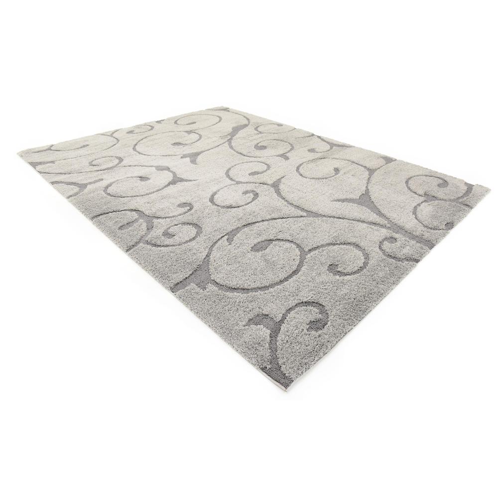 Carved Floral Shag Rug, Gray/Dark Gray (9' 0 x 12' 0). Picture 3
