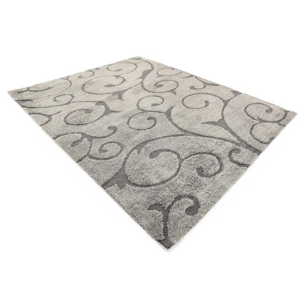 Carved Floral Shag Rug, Gray/Dark Gray (8' 0 x 10' 0). Picture 3