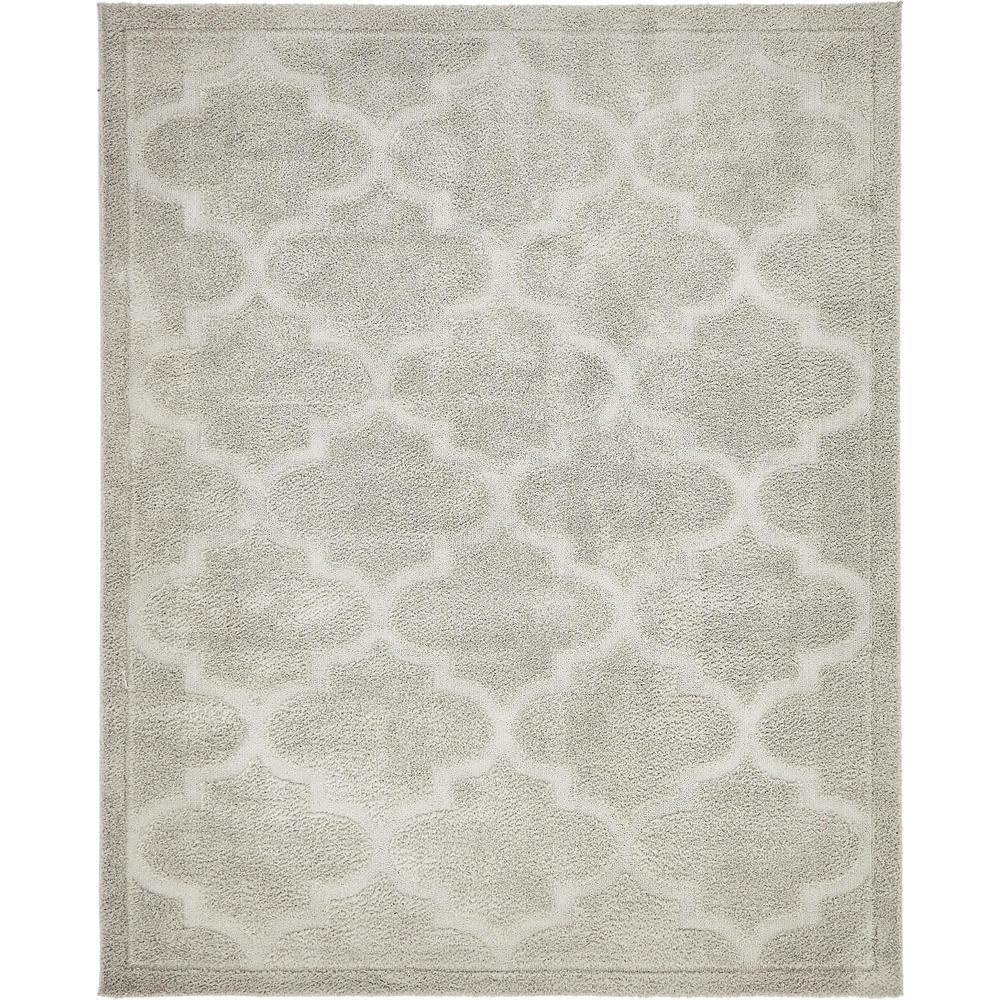 Traditional Trellis Shag Rug, Light Gray (8' 0 x 10' 0). Picture 1
