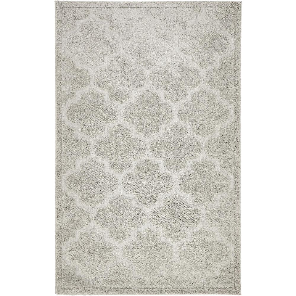 Traditional Trellis Shag Rug, Light Gray (5' 0 x 8' 0). Picture 1
