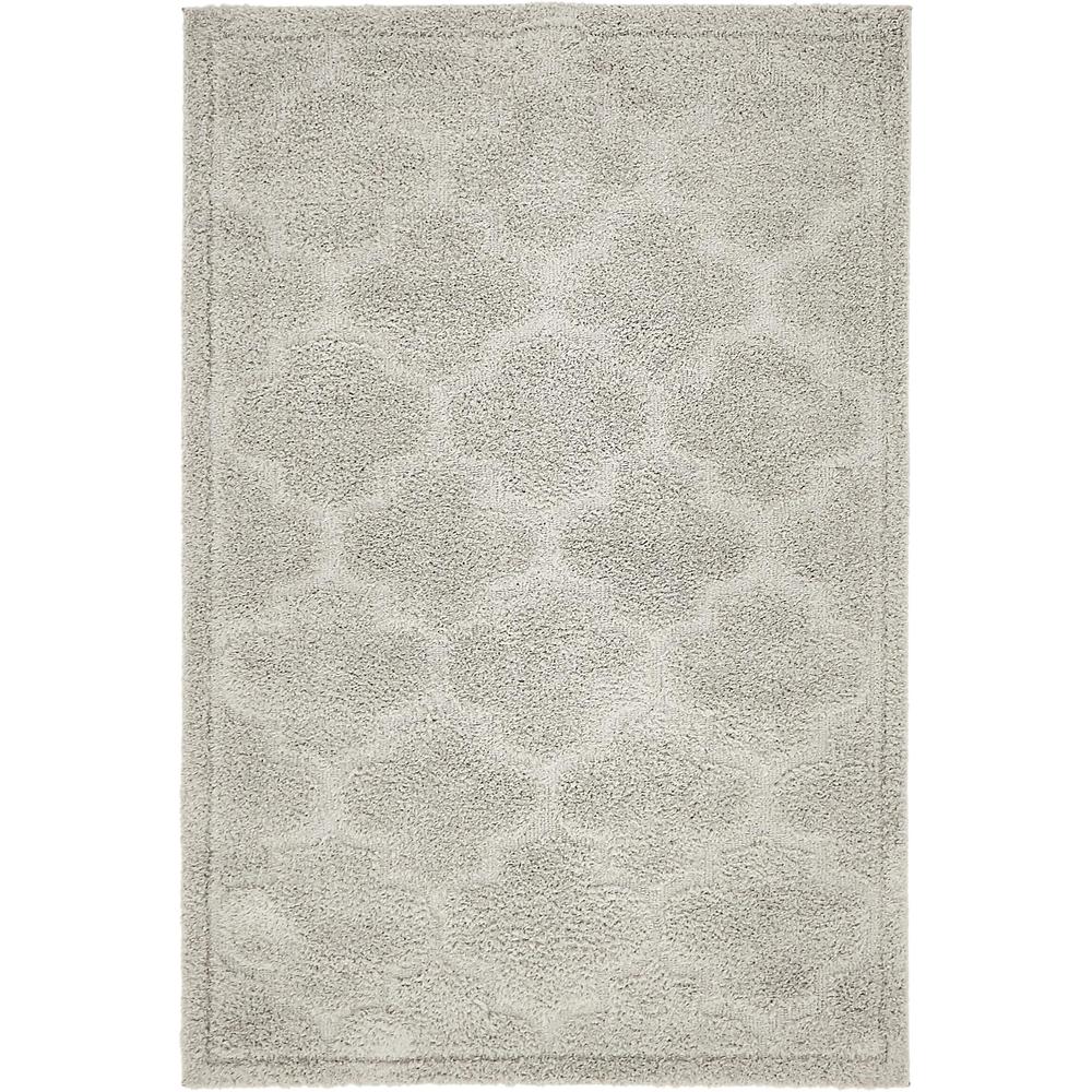 Traditional Trellis Shag Rug, Light Gray (4' 0 x 6' 0). Picture 1