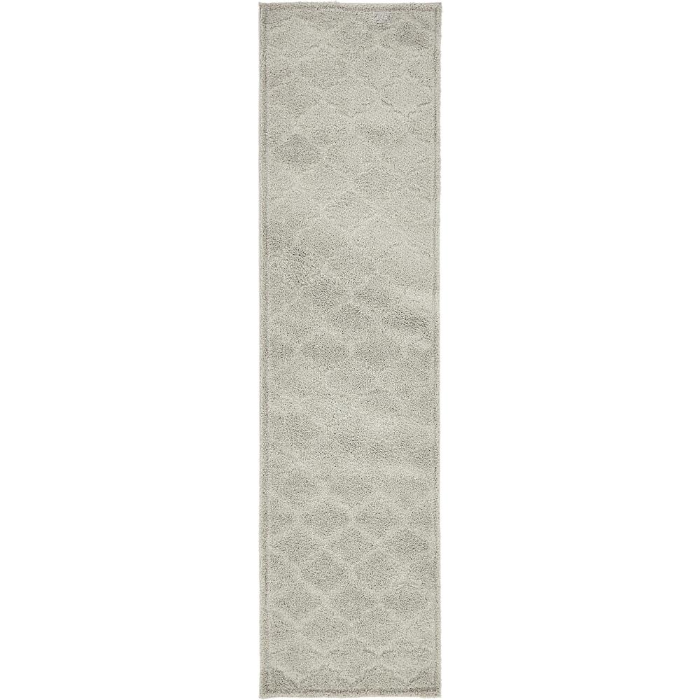 Traditional Trellis Shag Rug, Light Gray (2' 7 x 10' 0). Picture 1
