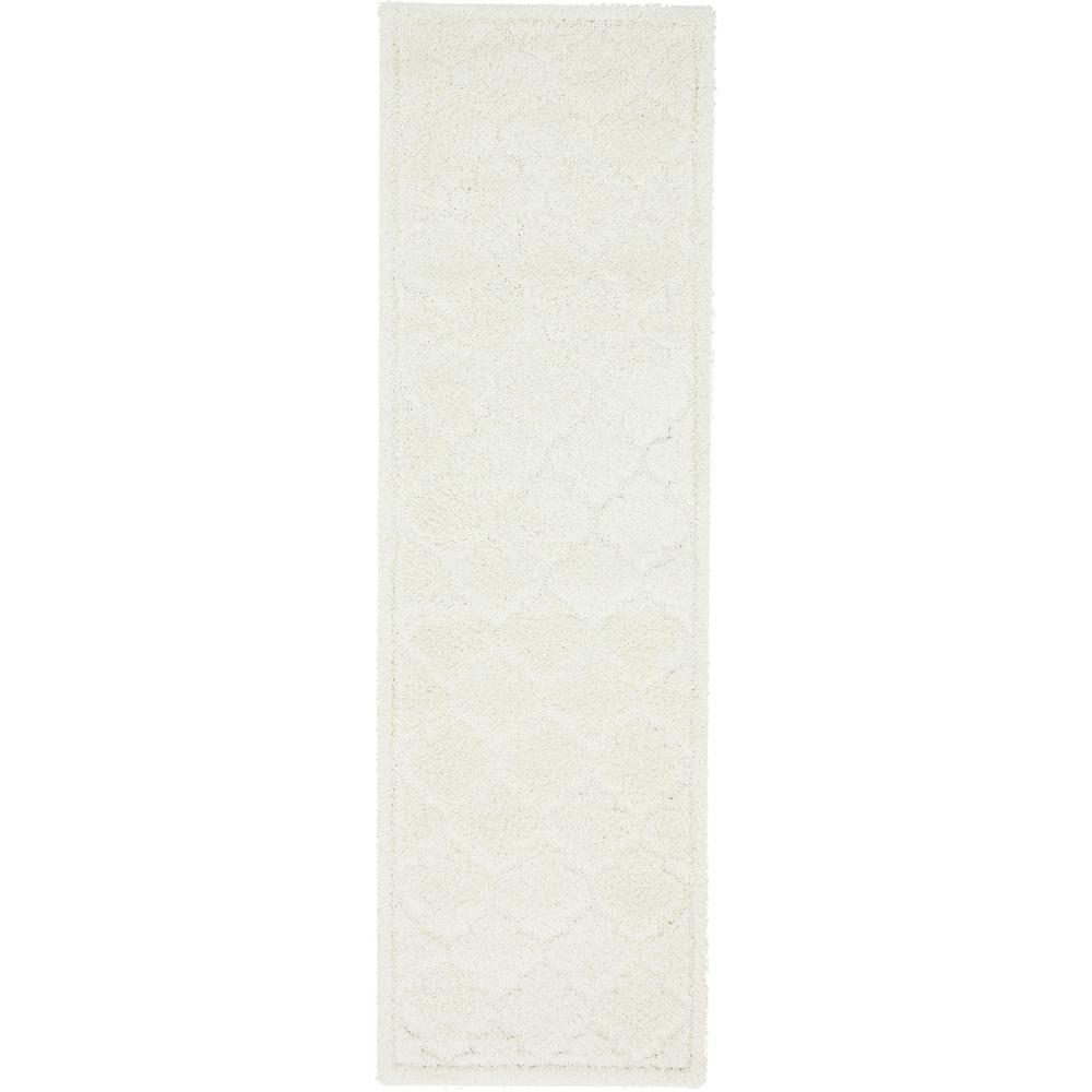 Traditional Trellis Shag Rug, Ivory (2' 0 x 6' 7). Picture 1