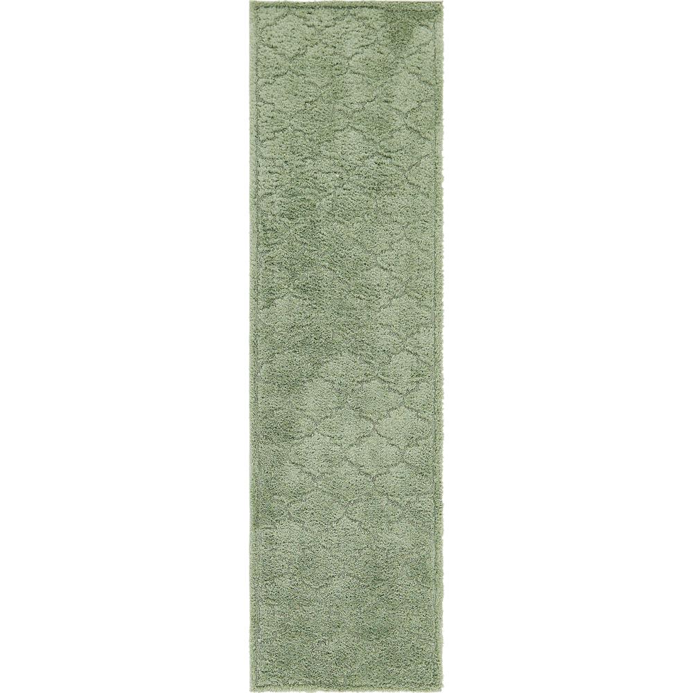 Traditional Trellis Shag Rug, Green (2' 7 x 10' 0). Picture 1