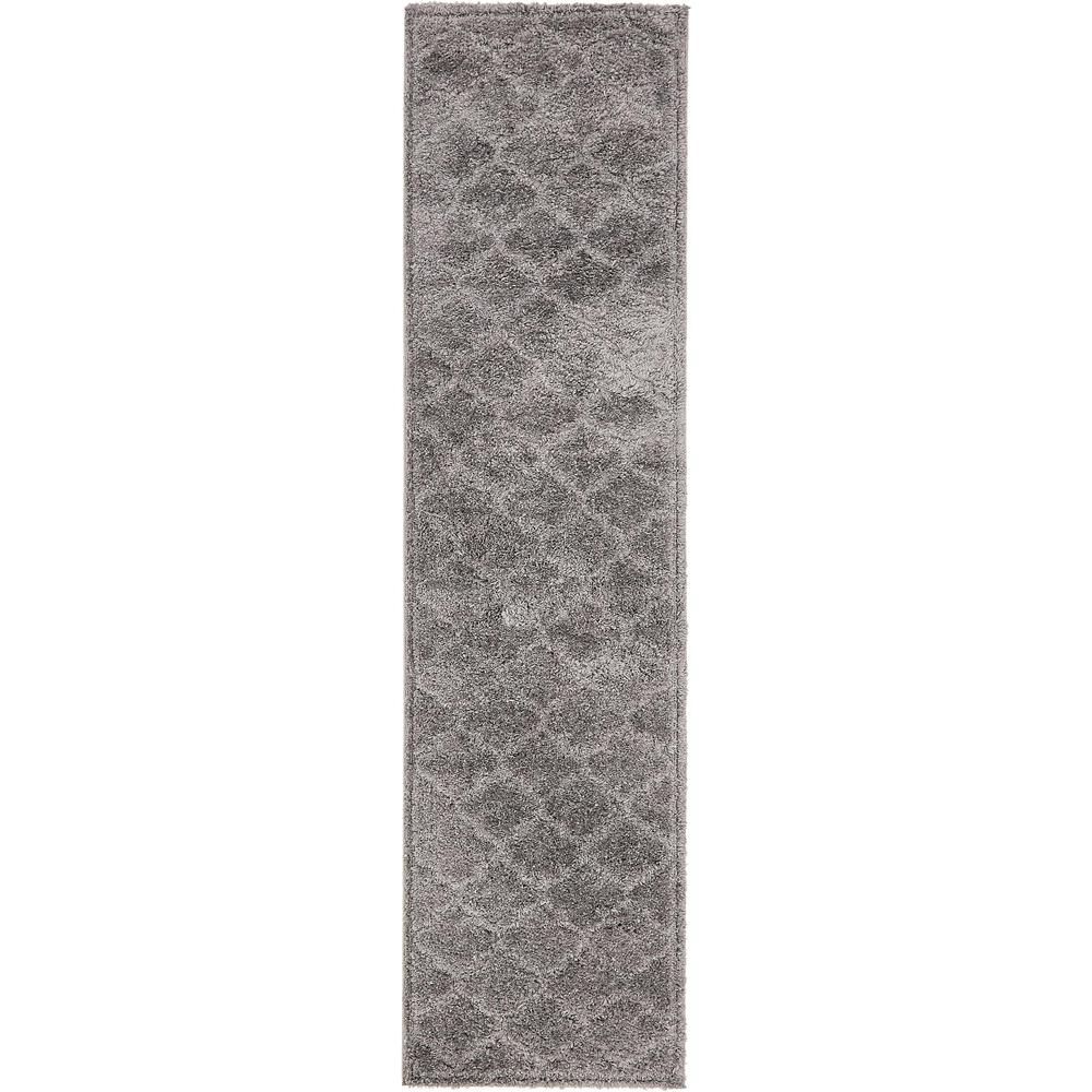 Traditional Trellis Shag Rug, Dark Gray (2' 7 x 10' 0). Picture 1