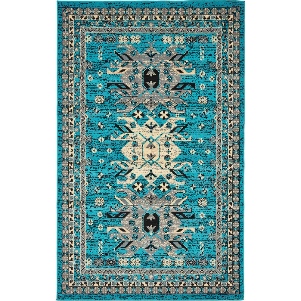 Taftan Oasis Rug, Turquoise (5' 0 x 8' 0). Picture 1