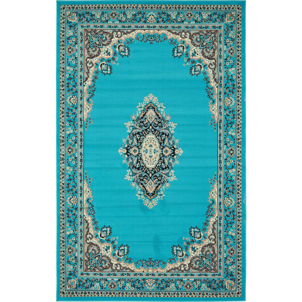 Washington Reza Rug, Turquoise (5' 0 x 8' 0). Picture 1