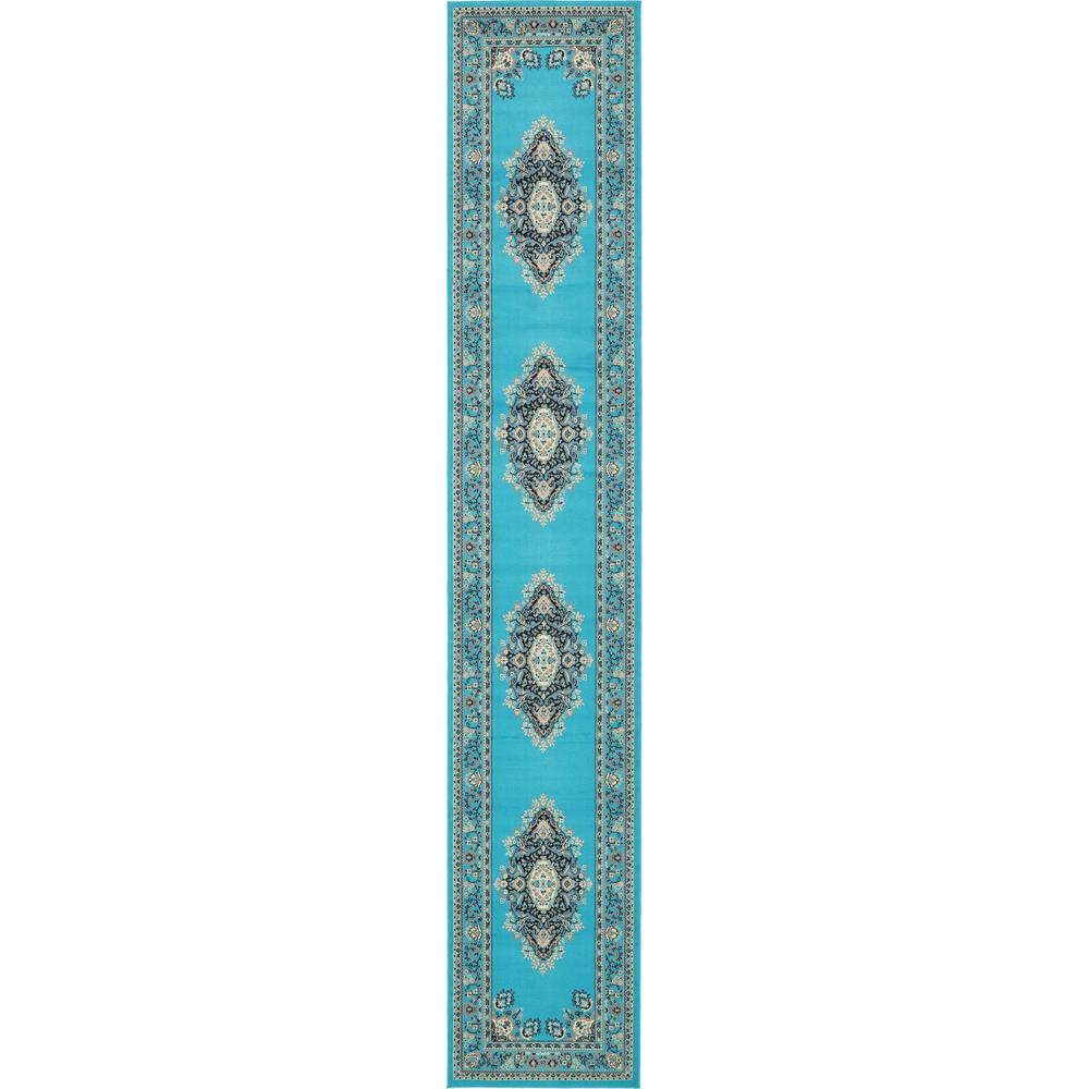 Washington Reza Rug, Turquoise (3' 0 x 16' 5). Picture 1
