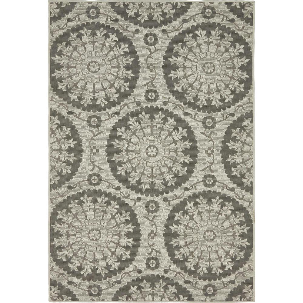 Outdoor Medallion Rug, Gray (4' 0 x 6' 0). Picture 1