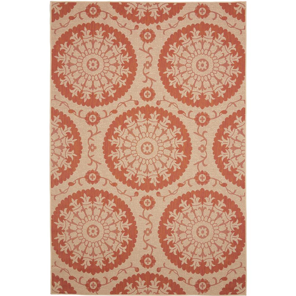 Outdoor Medallion Rug, Terracotta (6' 0 x 9' 0). Picture 1