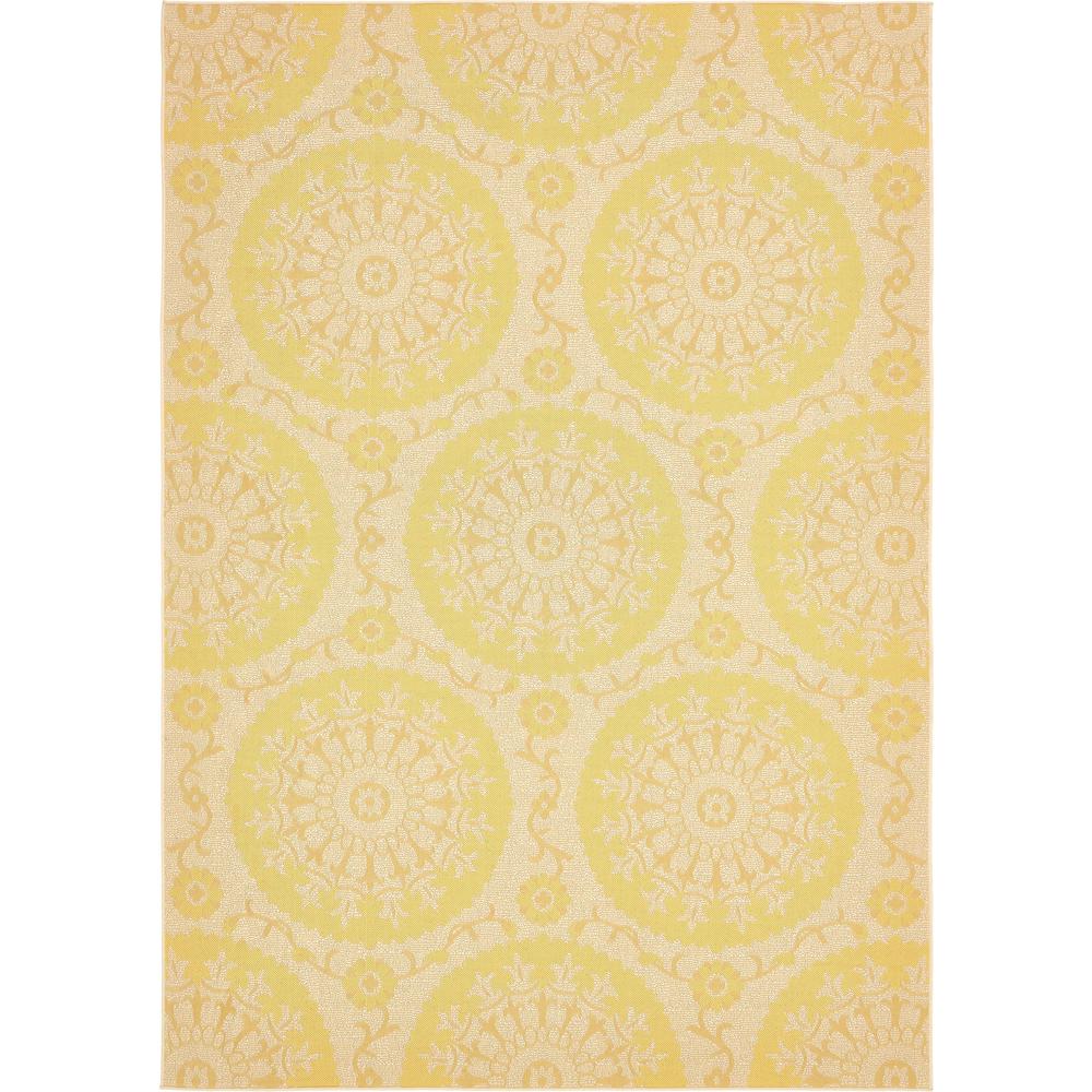 Outdoor Medallion Rug, Yellow (8' 0 x 11' 4). Picture 1