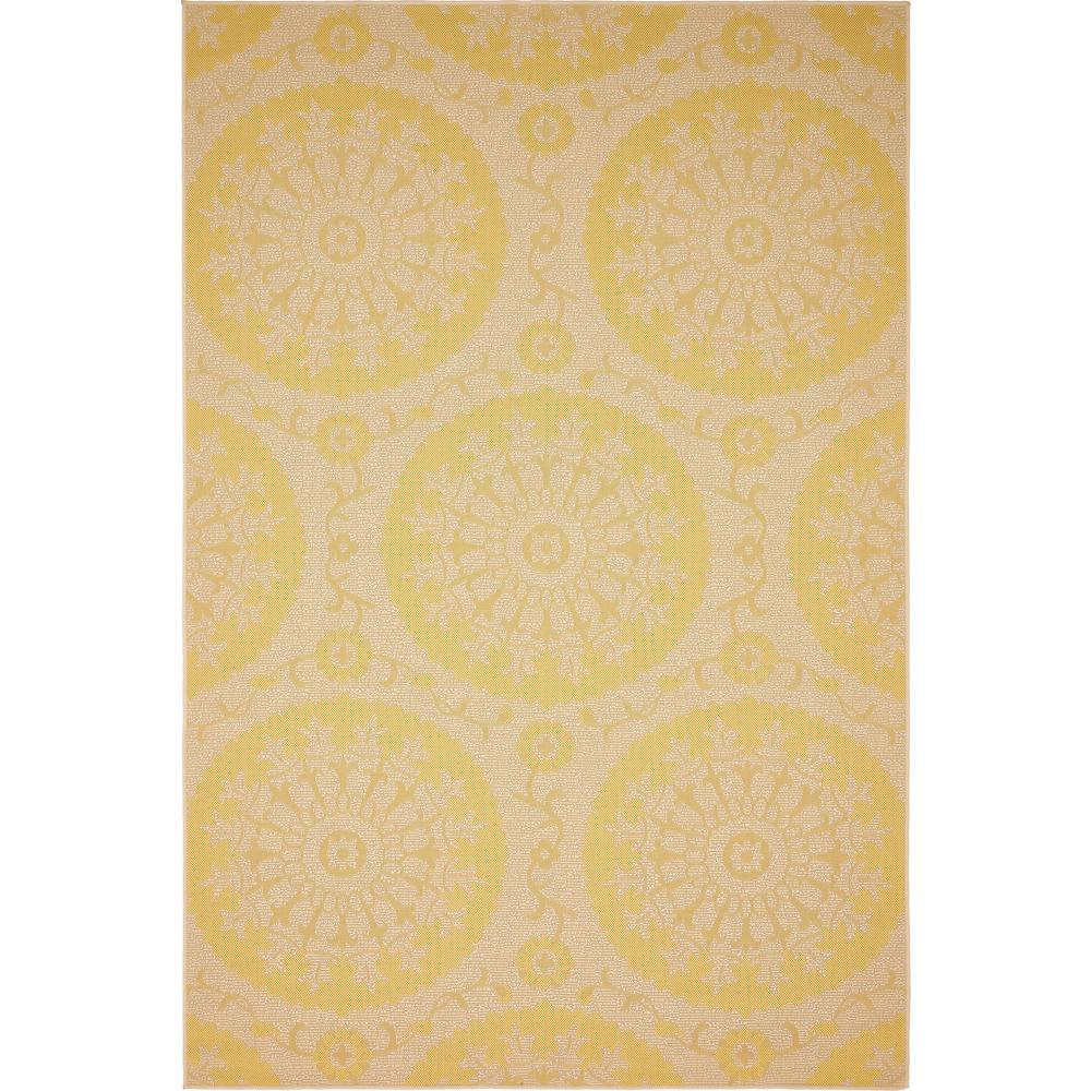 Outdoor Medallion Rug, Yellow (6' 0 x 9' 0). Picture 1