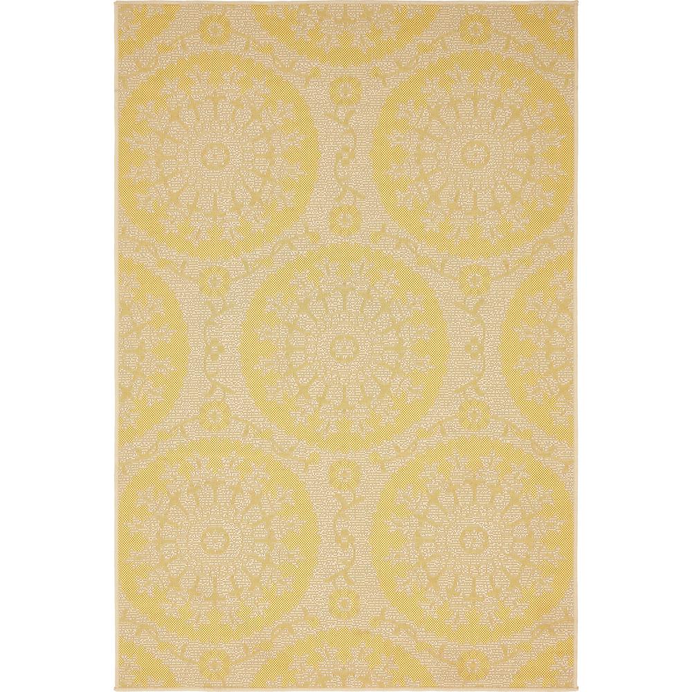 Outdoor Medallion Rug, Yellow (4' 0 x 6' 0). Picture 1