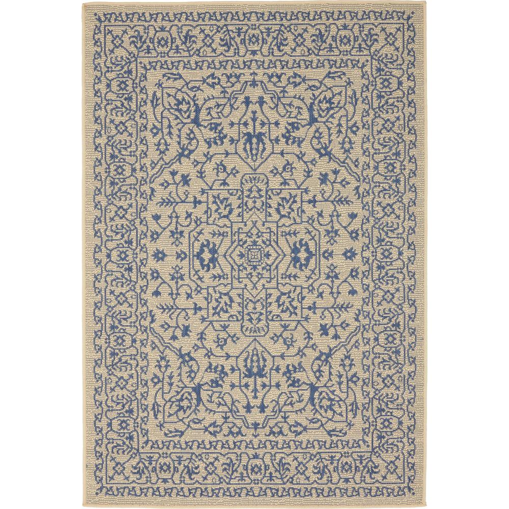 Outdoor Allover Rug, Beige/Blue (4' 0 x 6' 0). The main picture.