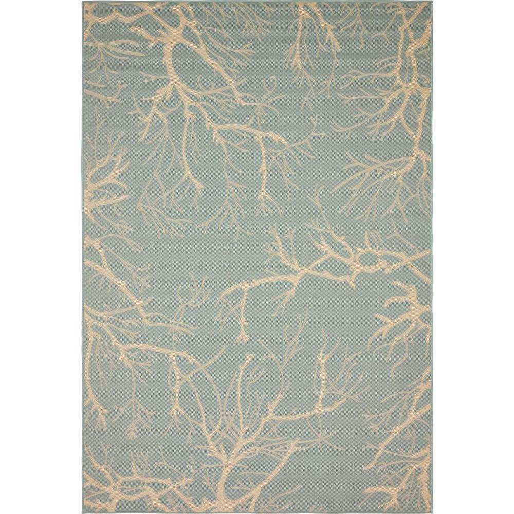 Outdoor Branch Rug, Light Blue (6' 0 x 9' 0). The main picture.