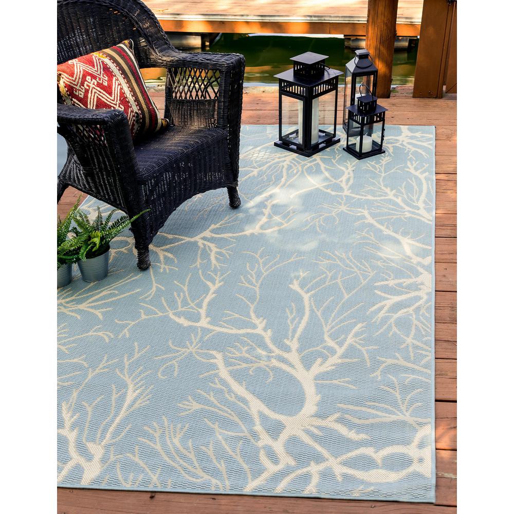 Outdoor Branch Rug, Light Blue (5' 0 x 8' 0). Picture 2