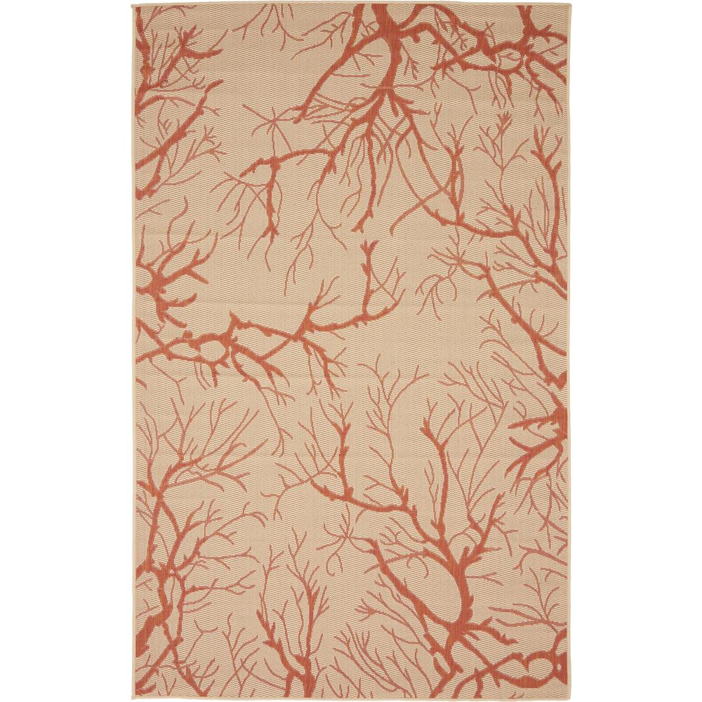 Outdoor Branch Rug, Beige/Terracotta (5' 0 x 8' 0). The main picture.