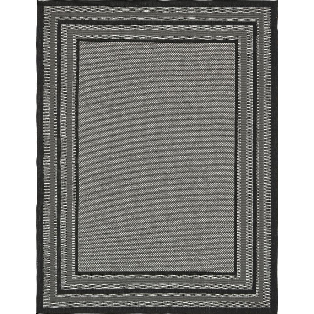 Outdoor Multi Border Rug, Gray (9' 0 x 12' 0). Picture 1
