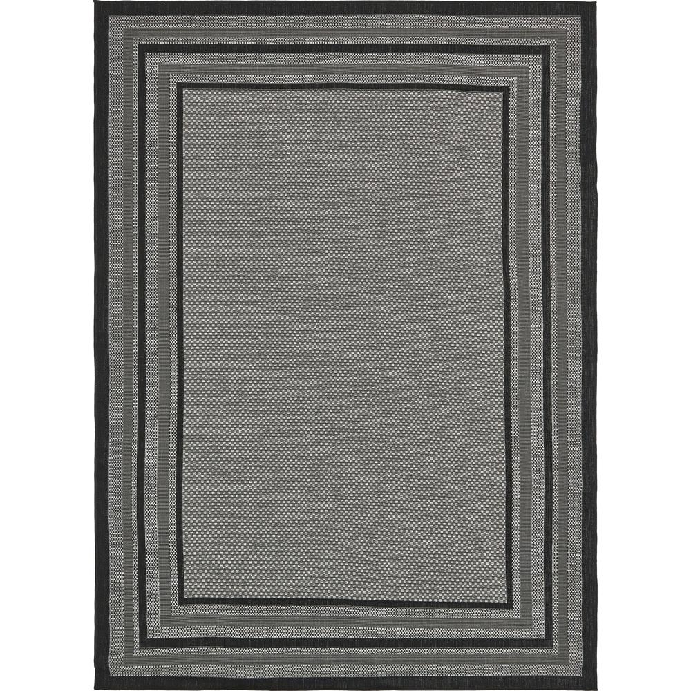 Outdoor Multi Border Rug, Gray (8' 0 x 11' 4). Picture 1