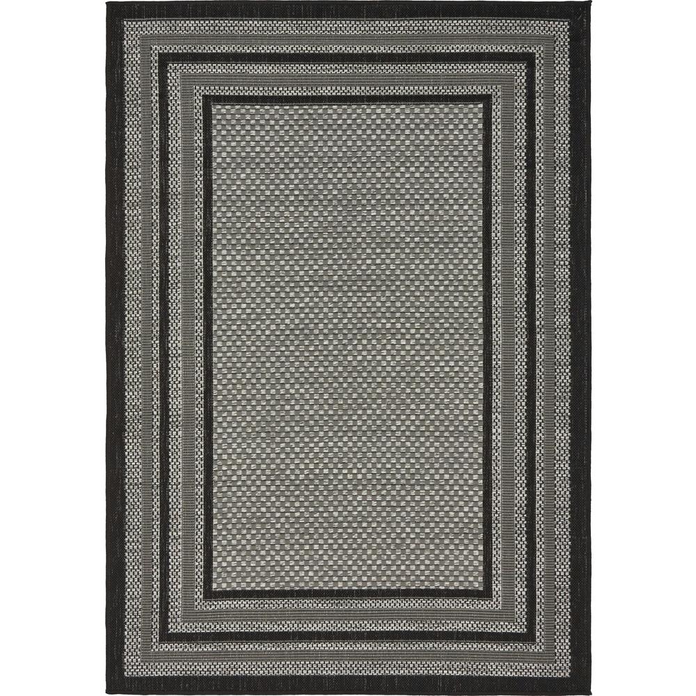 Outdoor Multi Border Rug, Gray (4' 0 x 6' 0). Picture 1