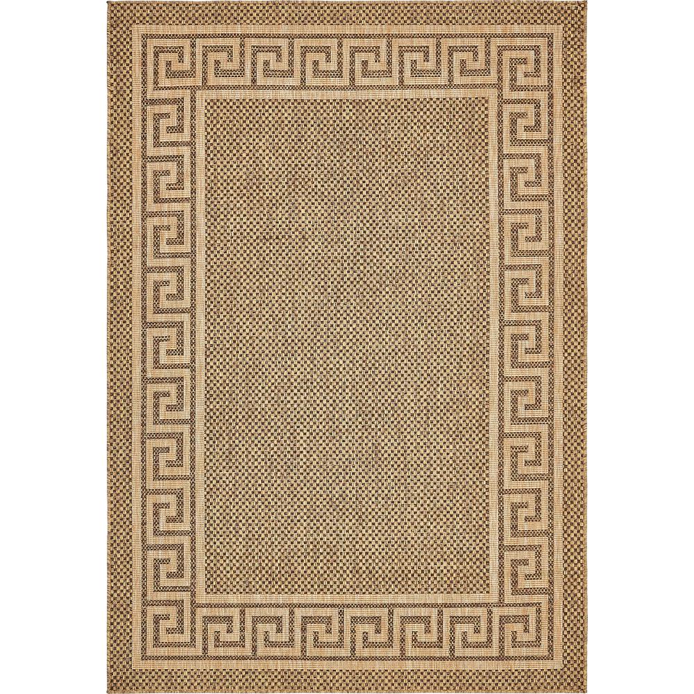 Outdoor Greek Key Rug, Brown (6' 0 x 9' 0). Picture 1