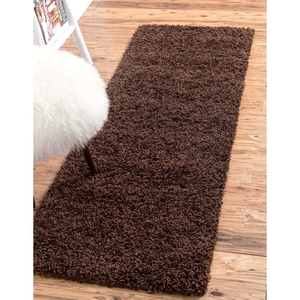 Solid Shag Rug, Chocolate Brown (2' 6 x 10' 0). Picture 2