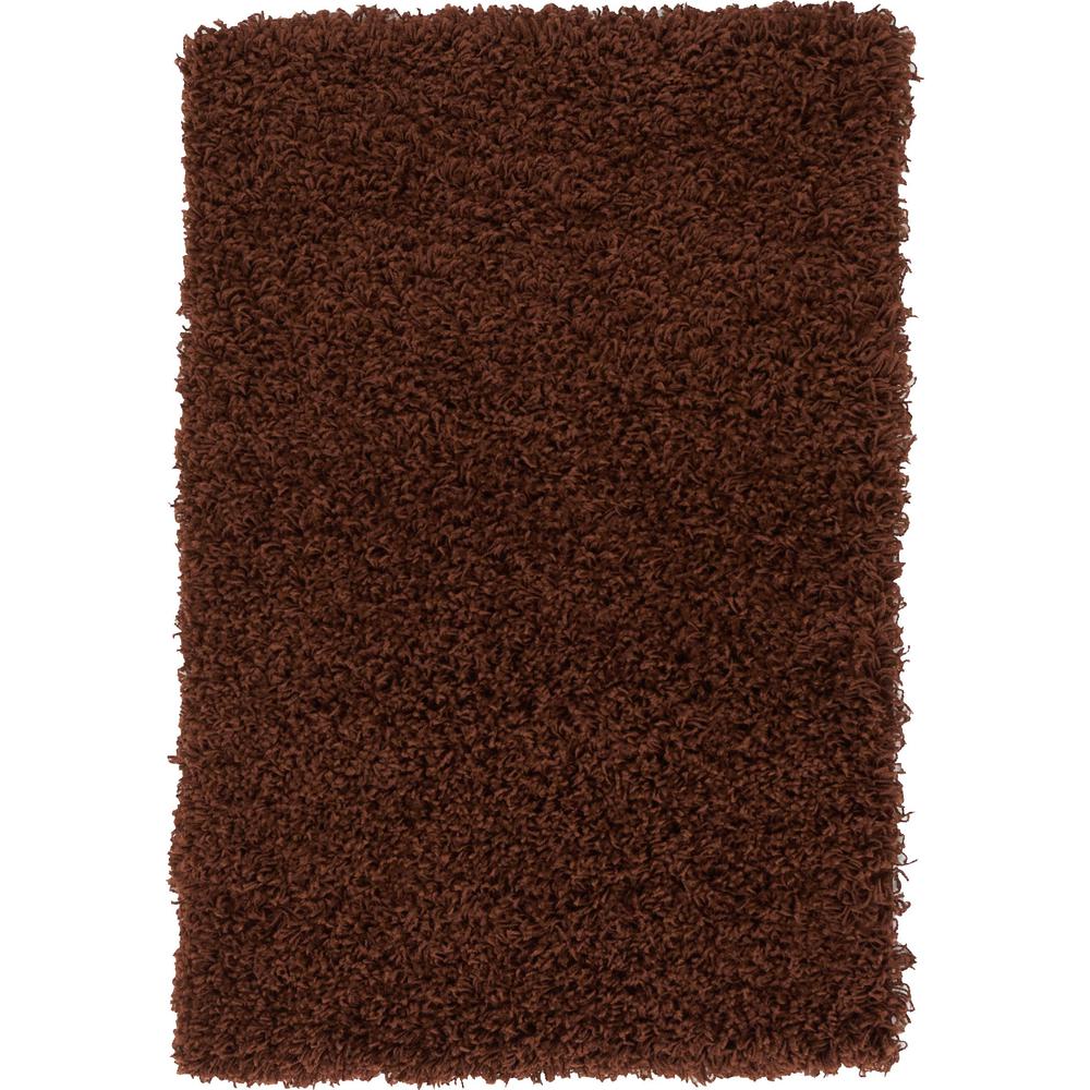 Solid Shag Rug, Chocolate Brown (2' 2 x 3' 0). The main picture.