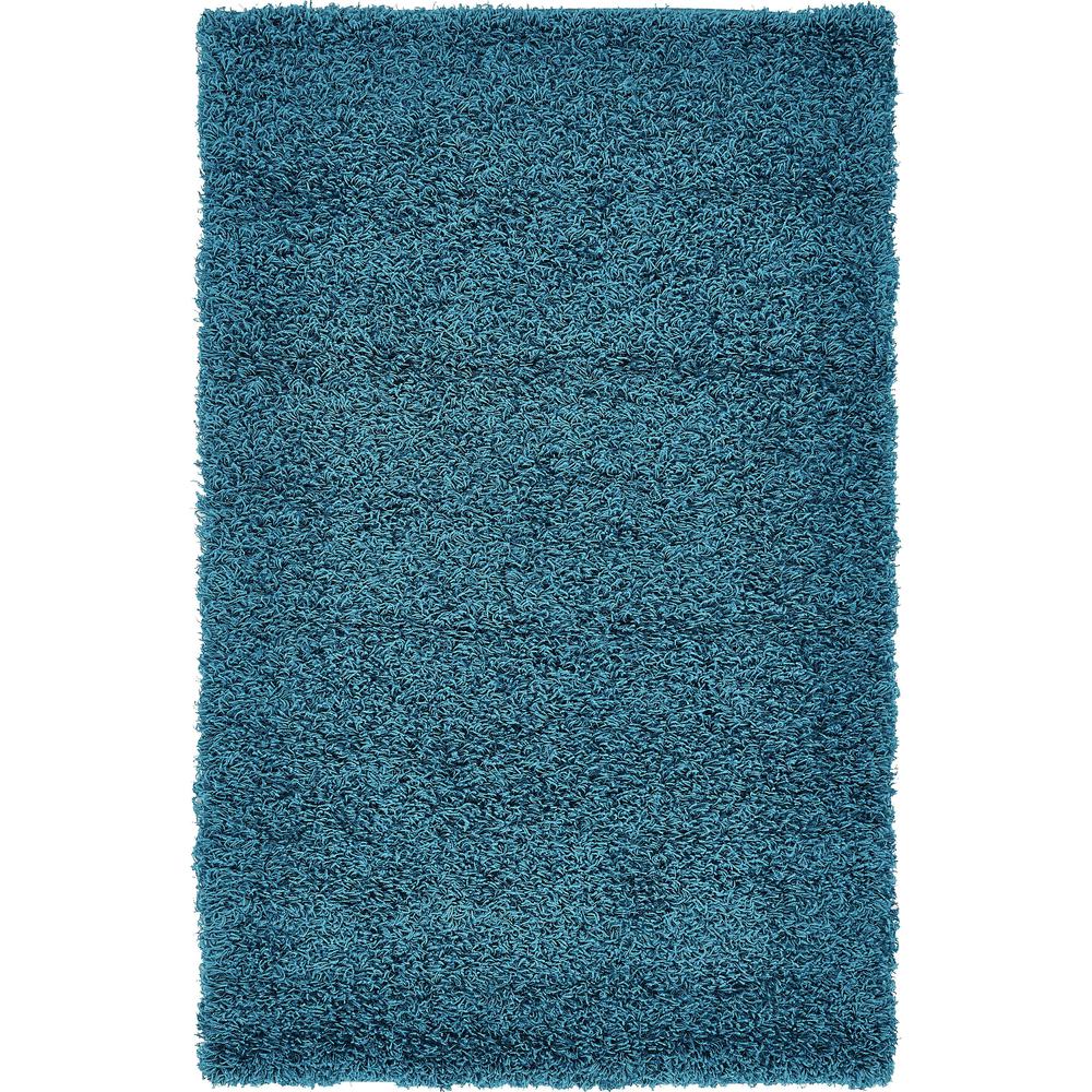 Solid Shag Rug, Turquoise (3' 3 x 5' 3). Picture 1