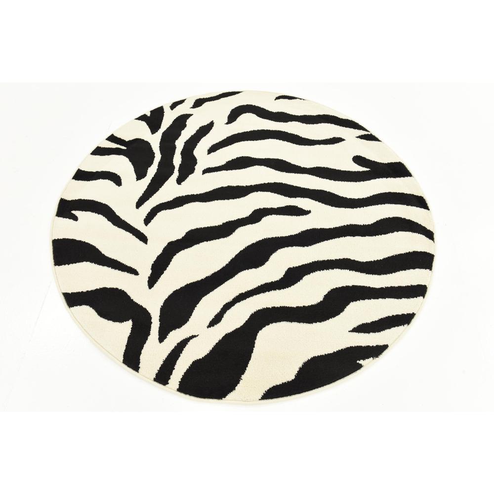 Zebra Wildlife Rug, Ivory (4' 0 x 4' 0). Picture 3