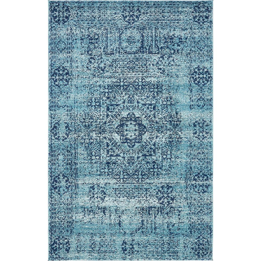 Bouquet Tradition Rug, Turquoise (5' 0 x 8' 0). Picture 1