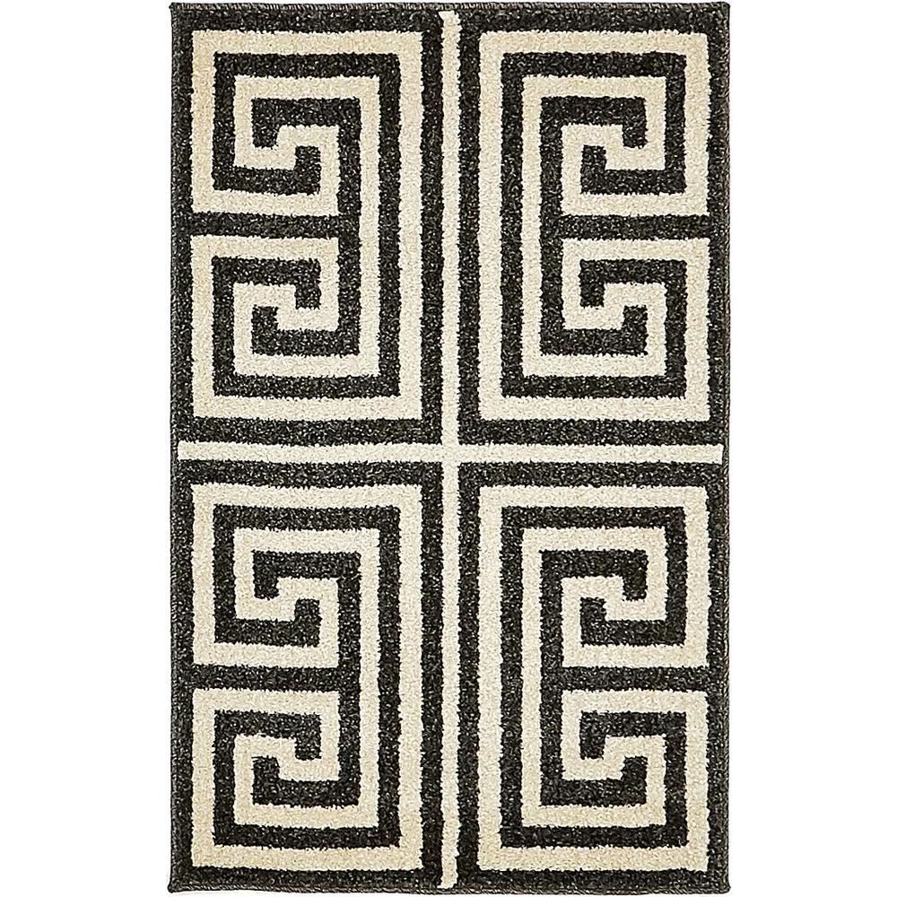 Greek Key Athens Rug, Black (2' 0 x 3' 0). The main picture.